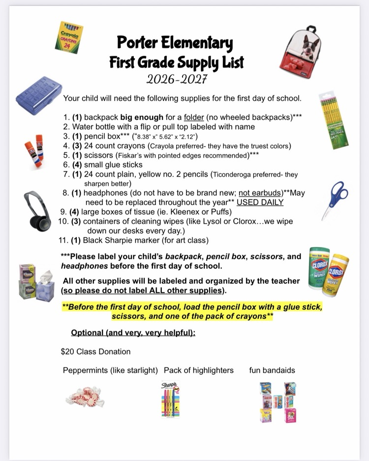 first grade supply list