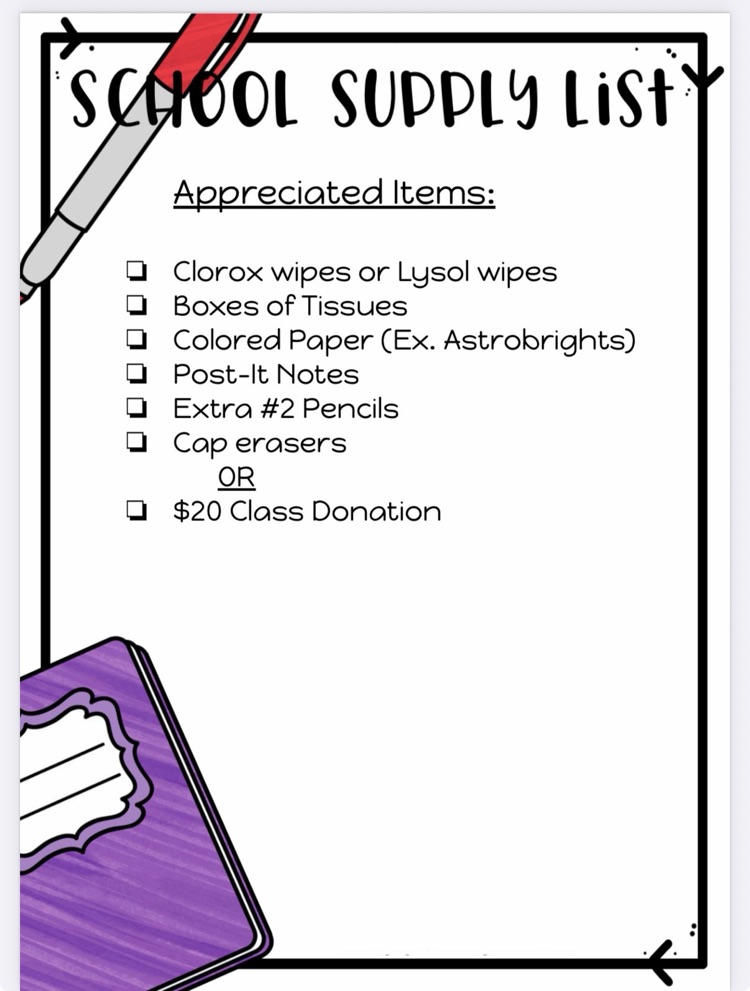 second grade supply list page 2