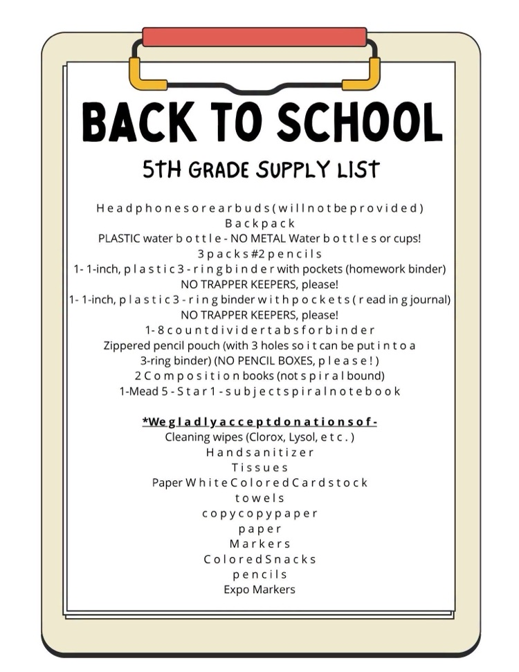 2026-2027 Supply Lists