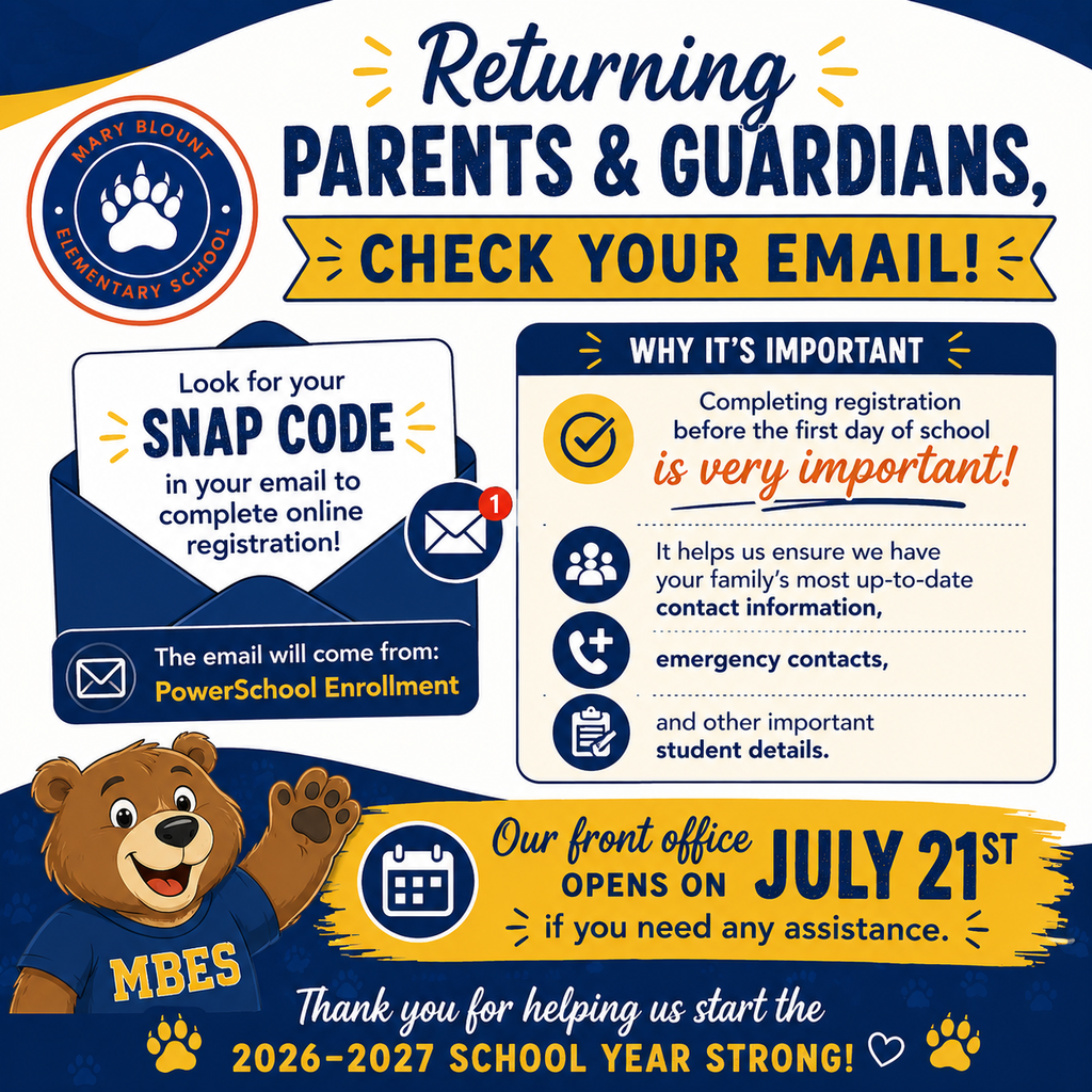 Returning Parents and Guardians, snap codes have been emailed. Please be on the lookout for them.
