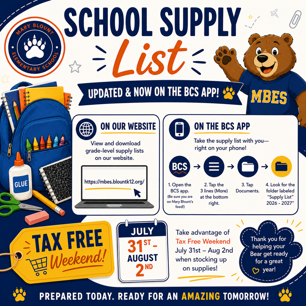 School Supply Lists are Available