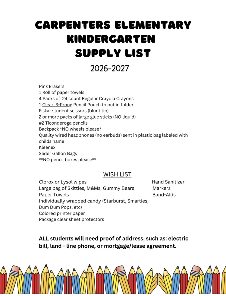 supply lists kinder