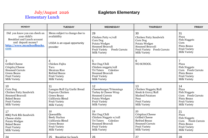 July Aug Lunch