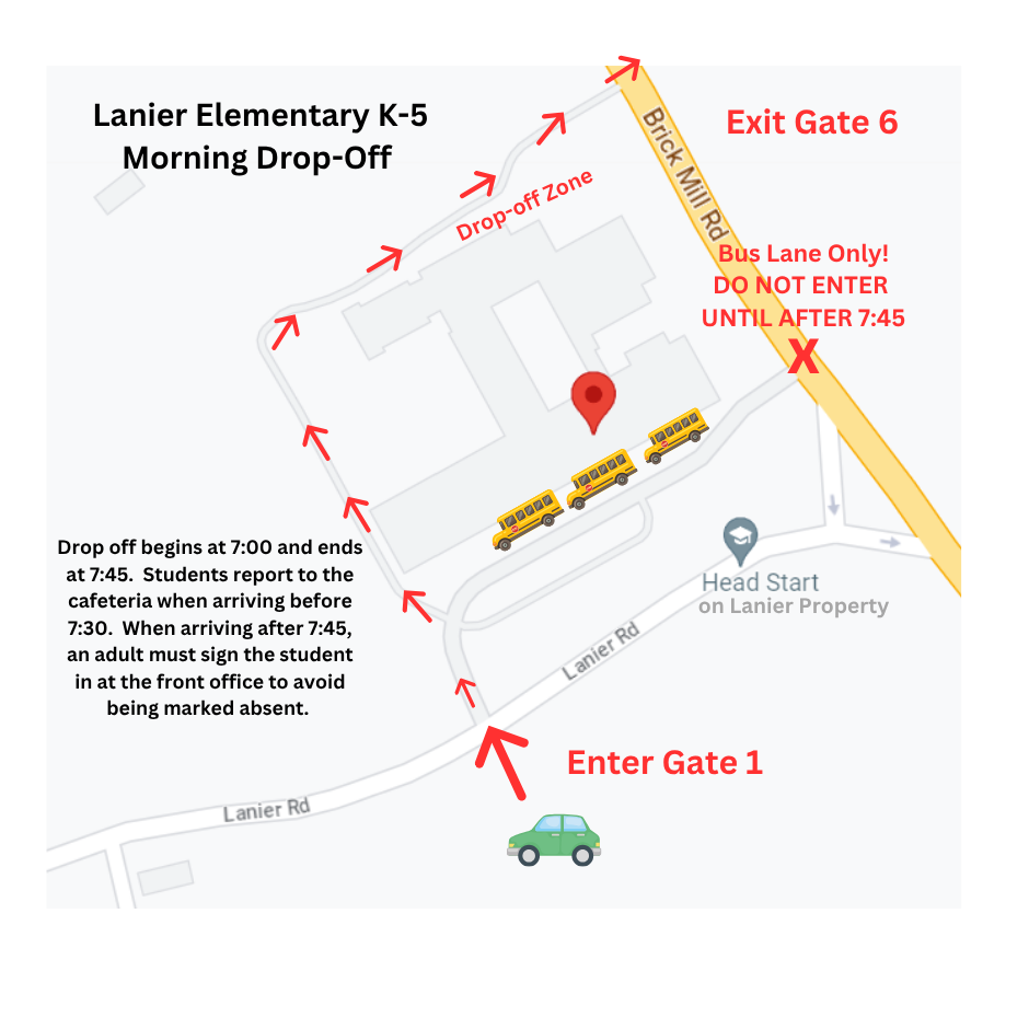 K-5 morning drop off route
