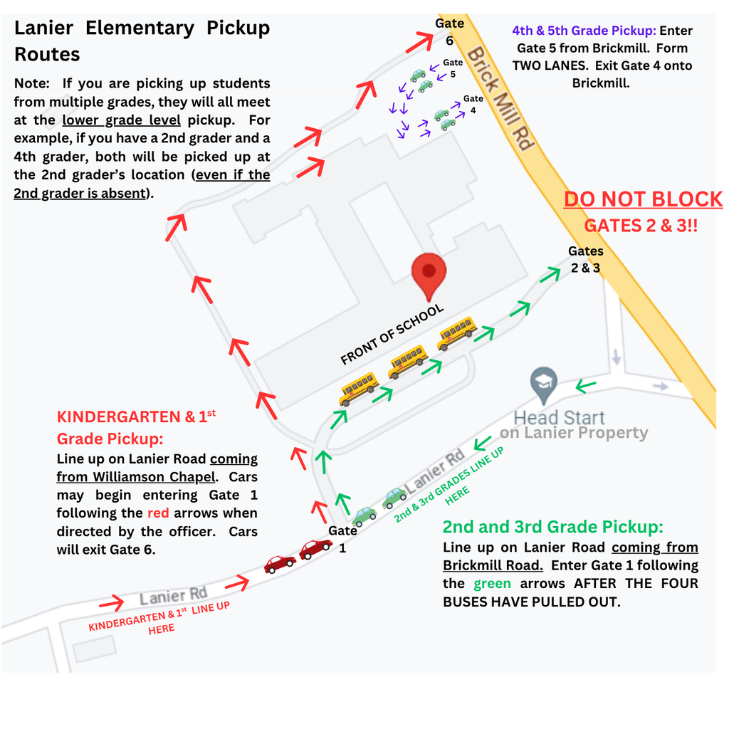 K-5 afternoon pickup routes