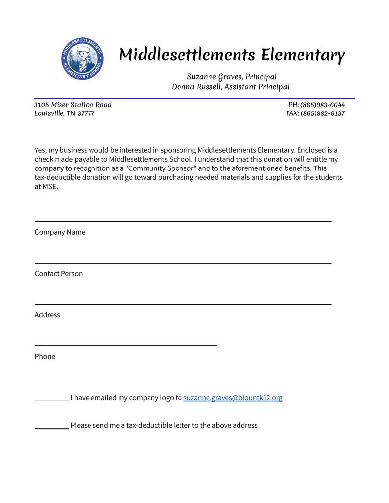 Community Sponsor Signup