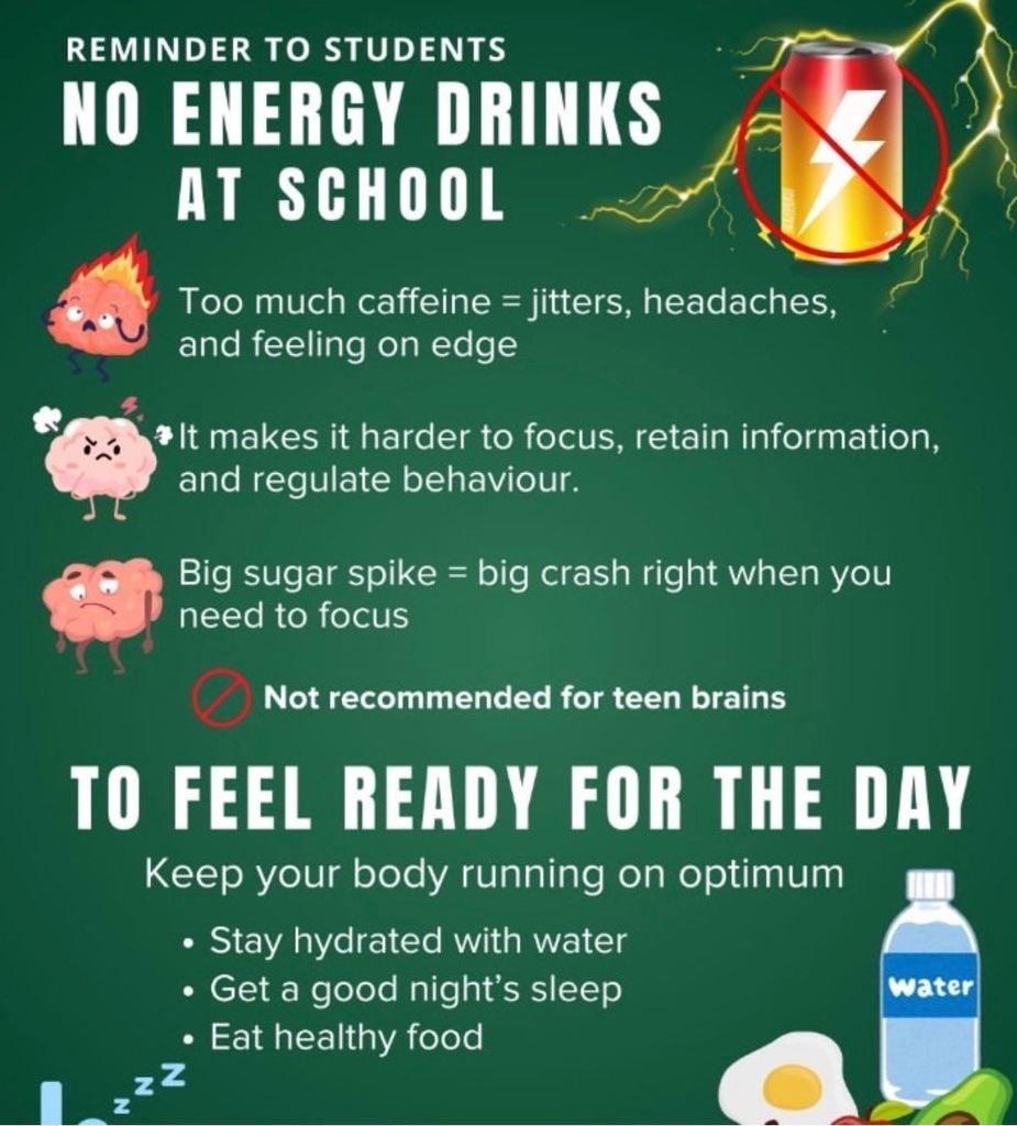 NO ENERGY DRINKS AT SCHOOL