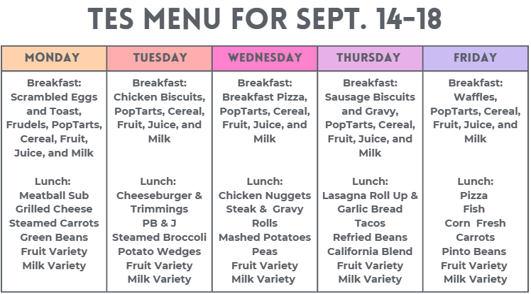 Menu Sept 14-18