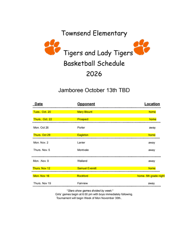 basketball schedule