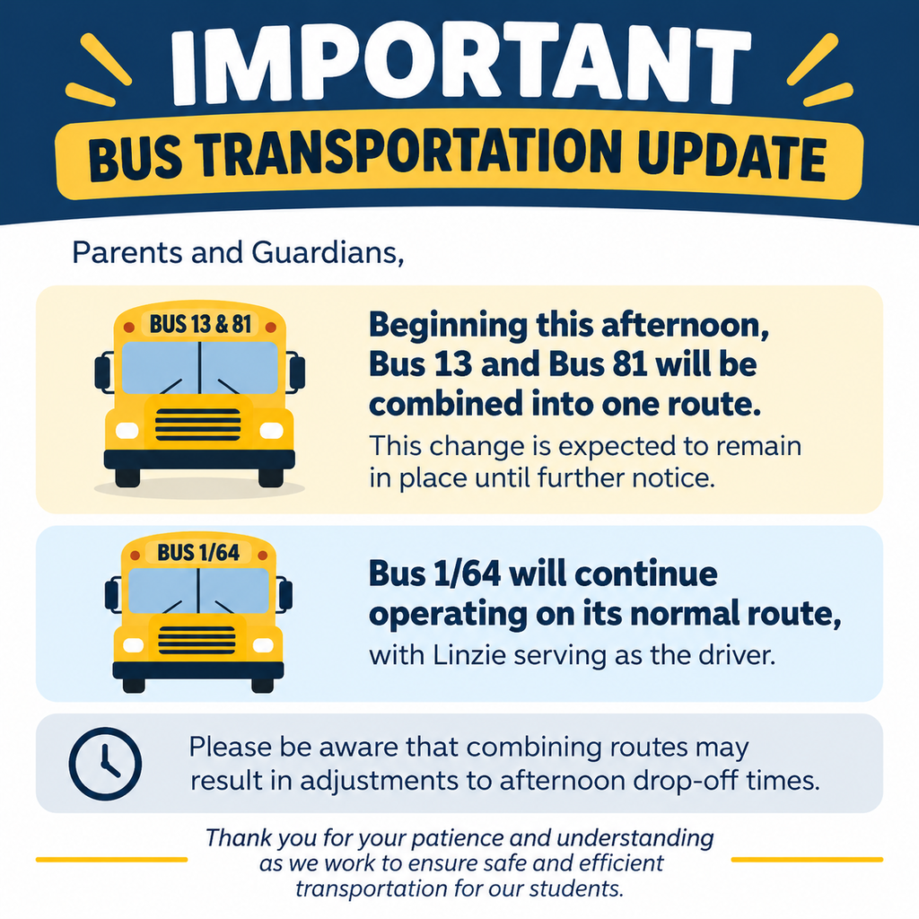 The graphic announces a shift in bus routes. Bus 13 & 81 will be combining for the near future.