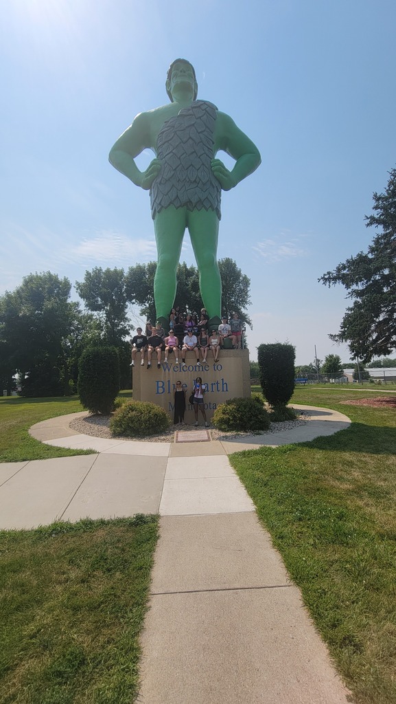 Students in front of the Green Giant