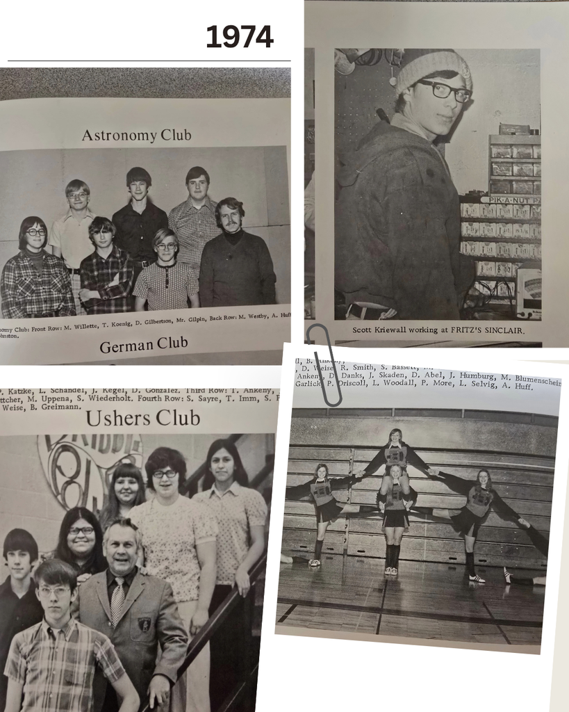 Collage of photos from the 1974 yearbook