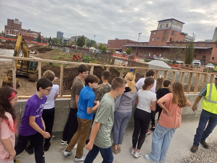 students on construction site.