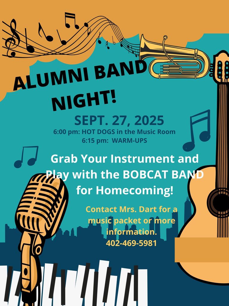 Join the BOBCAT BAND for Homecoming!   Dust off that instrument and come out to toot your horn!