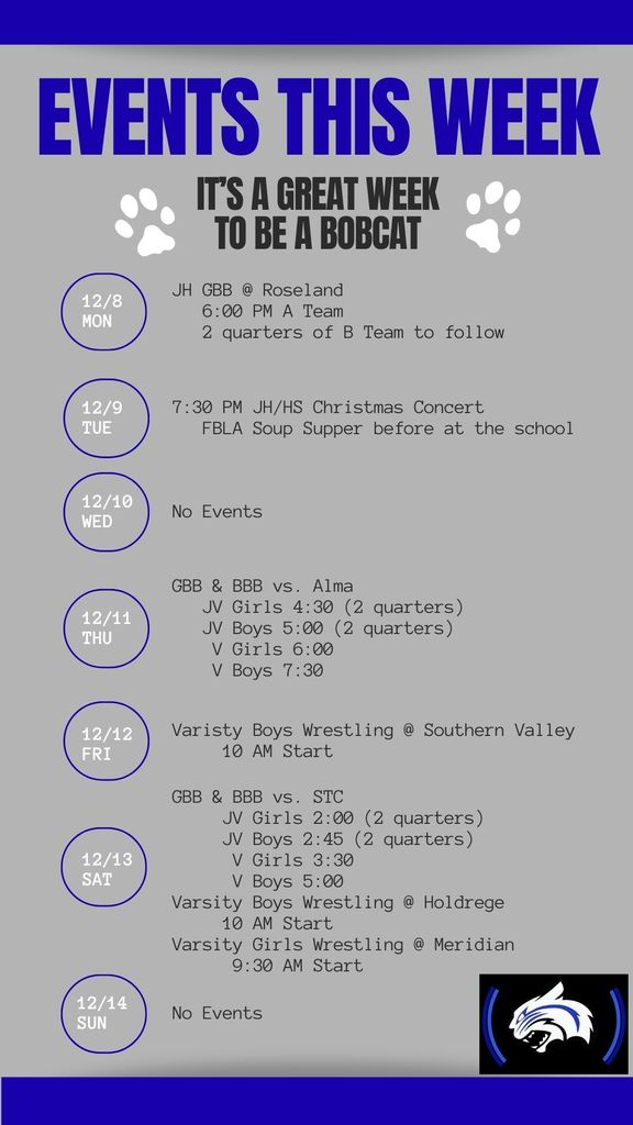 Week of 12/8 - 12/14