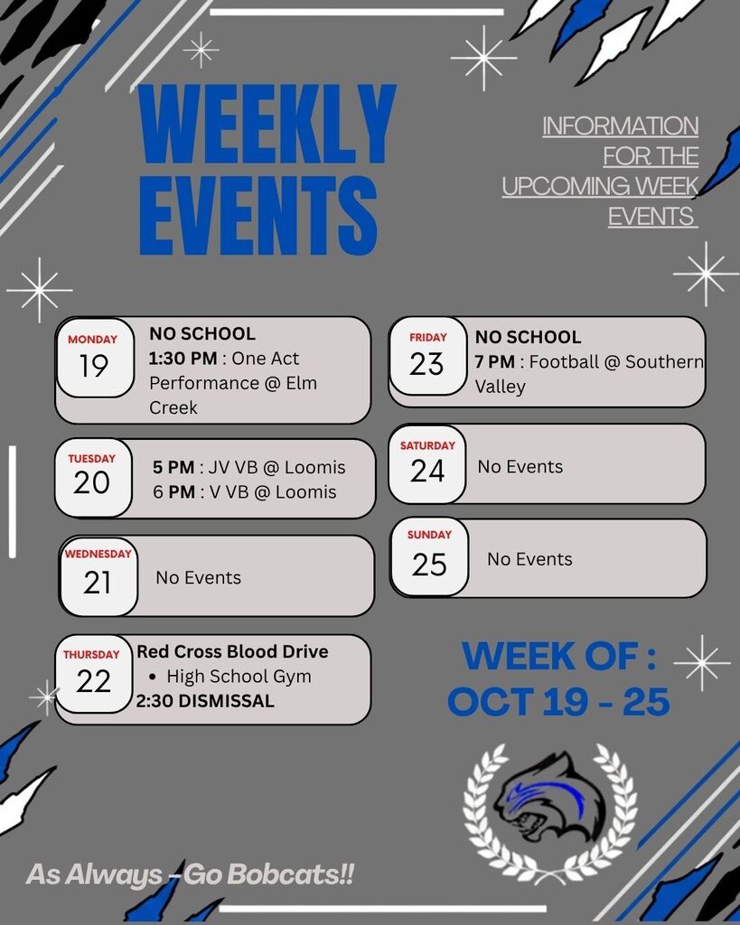 Week of 10/19 - 10/25