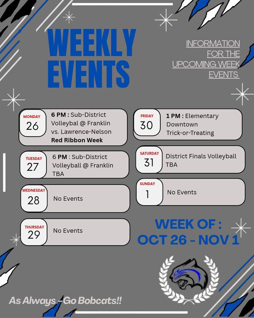 Week of 10/26 - Nov1