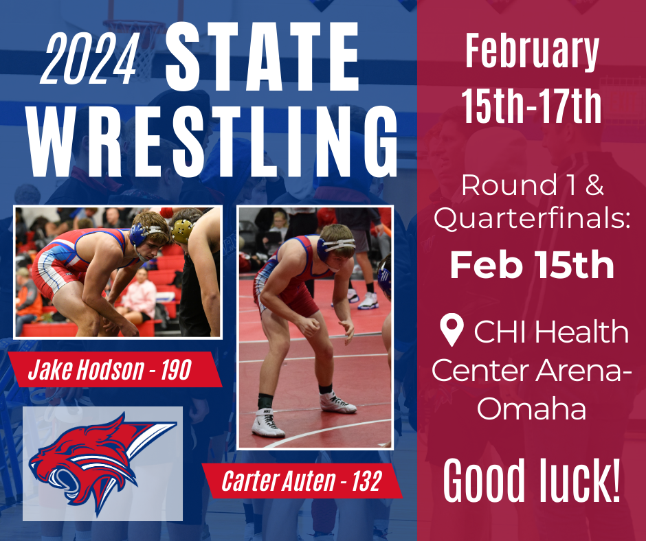 🔴 Good luck to our State-Qualifying Warcat Wrestlers today! Good luck to Jake & Carter, we are so proud! Go Warcats!! 🔵 