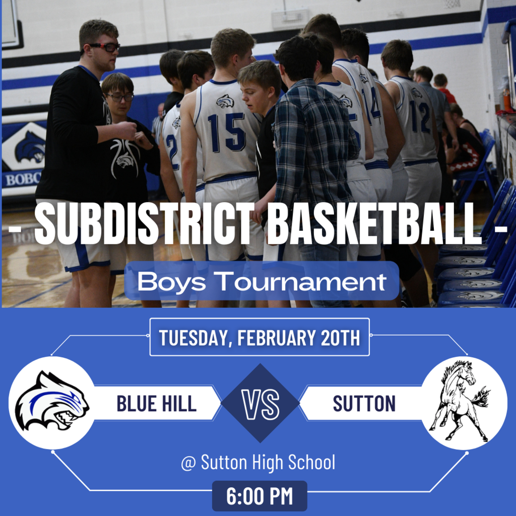 🏀 Please support our Bobcat Boys Basketball team tonight at subdistrict basketball!! Let's go Bobcats! 🏀