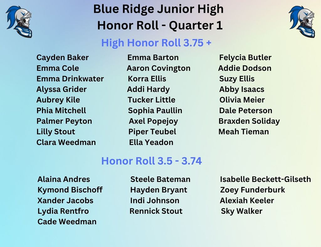 BRJH Honor Roll Q1
