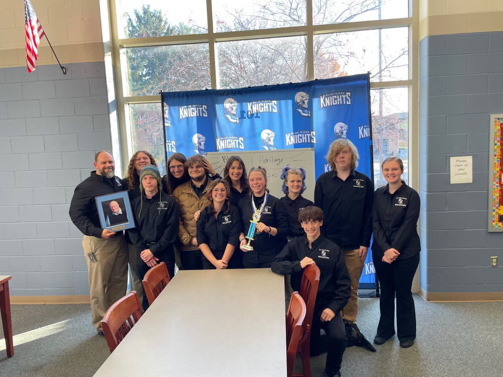 The BRHS Varsity Scholastic Bowl Team with their 2nd Place Trophy - 11/22