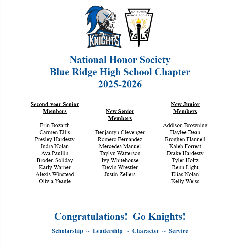 NHS Members and Inductees - 25-26