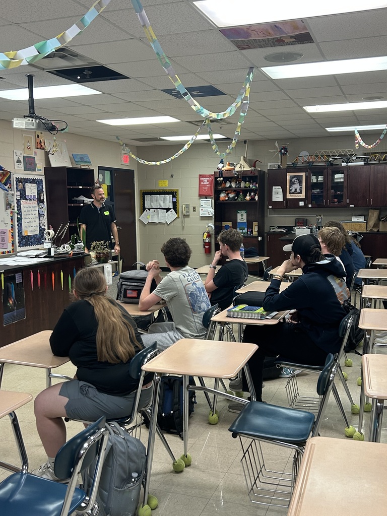 Mr. René Kristensen presenting in Mr. Scurlock's classroom