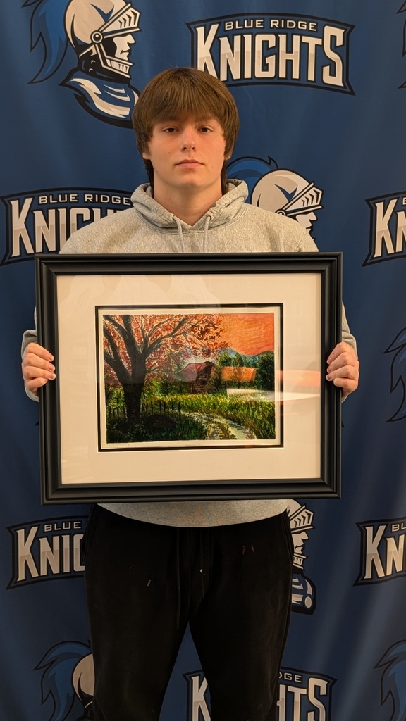 BRHS Senior, Caden Mayfield, with his piece "Red Leaves"