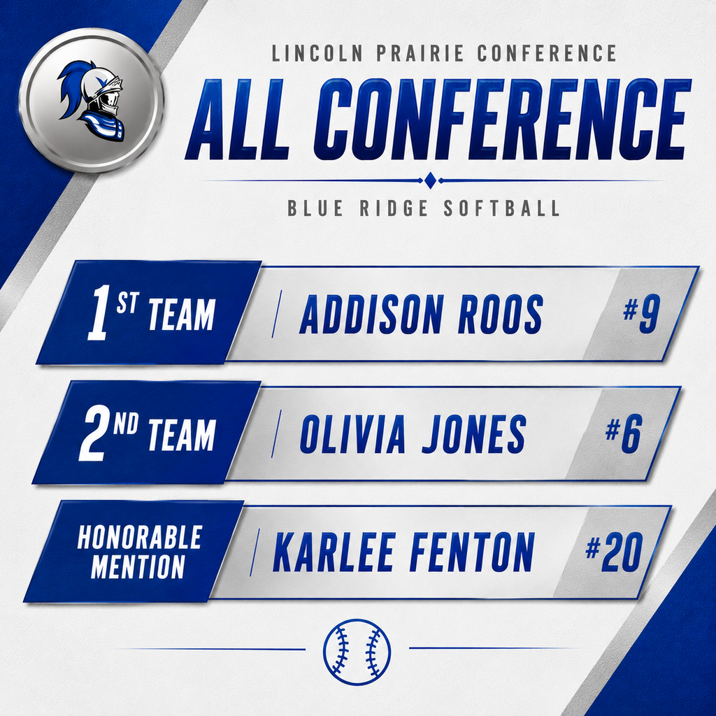Congratulations to Addison Roos - 1st Team All Conference, Olivia Jones - 2nd Team All Conference, and Karlee Fenton - Honorable Mention All Conference