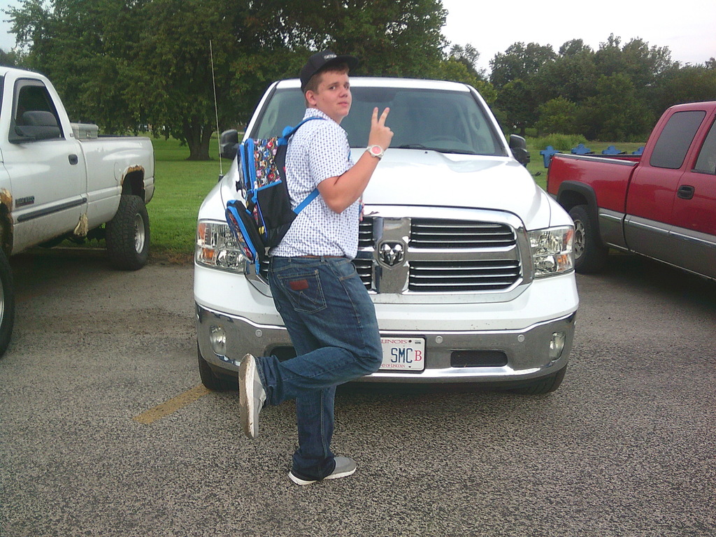 Senior Shawn Christie in front of his truck on the first day of school.