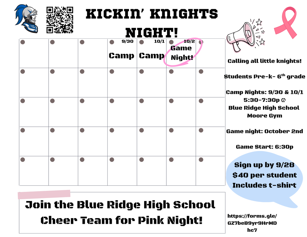 Kickin' Knights Night - Cheer Camp 9/30, 10/1, and 10/2