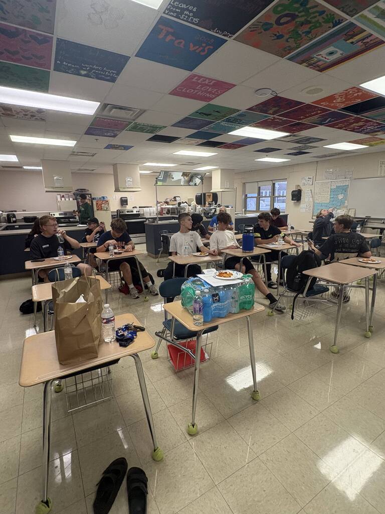 BRHS Soccer preparing for their Senior Night and Pink Out Game with some delicious pasta!