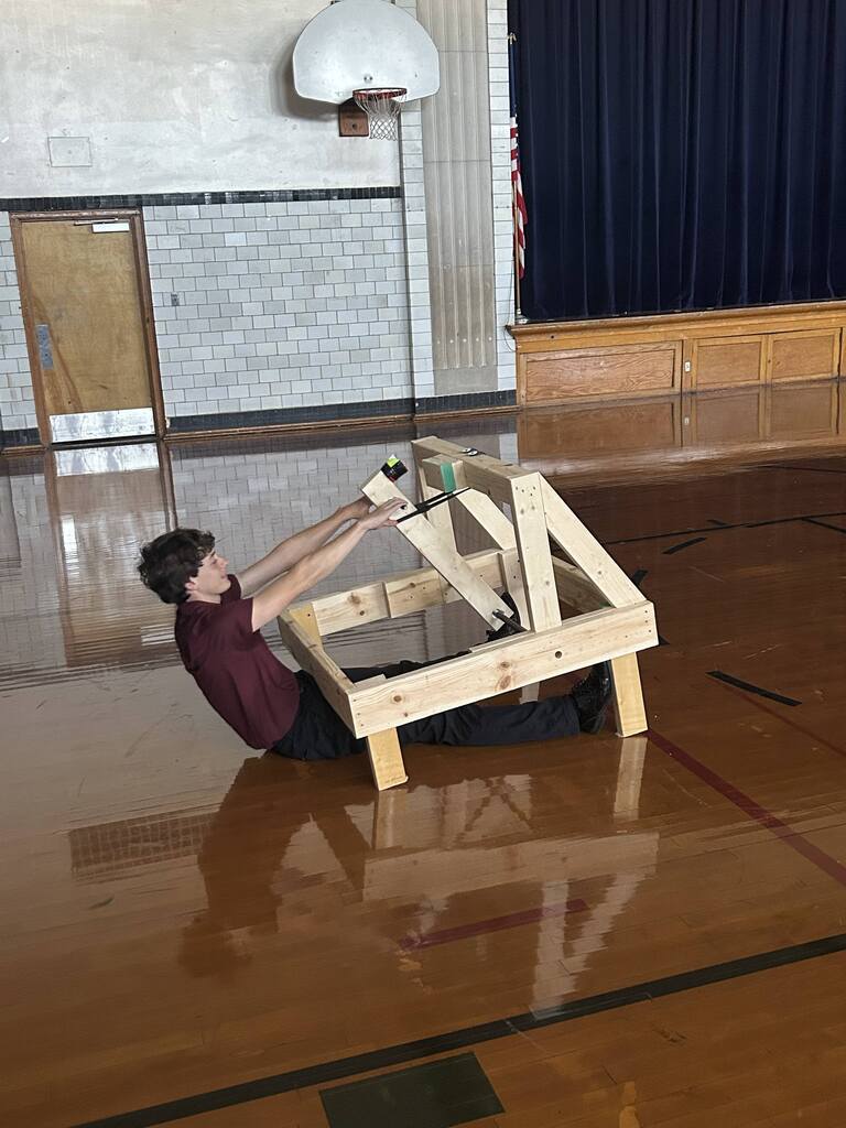 Jasper Schlieper testing his catapult. 