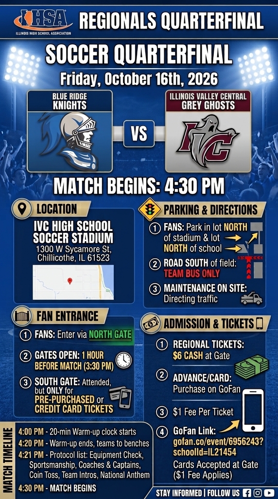 BRHS Soccer Regional Quarterfinal Information