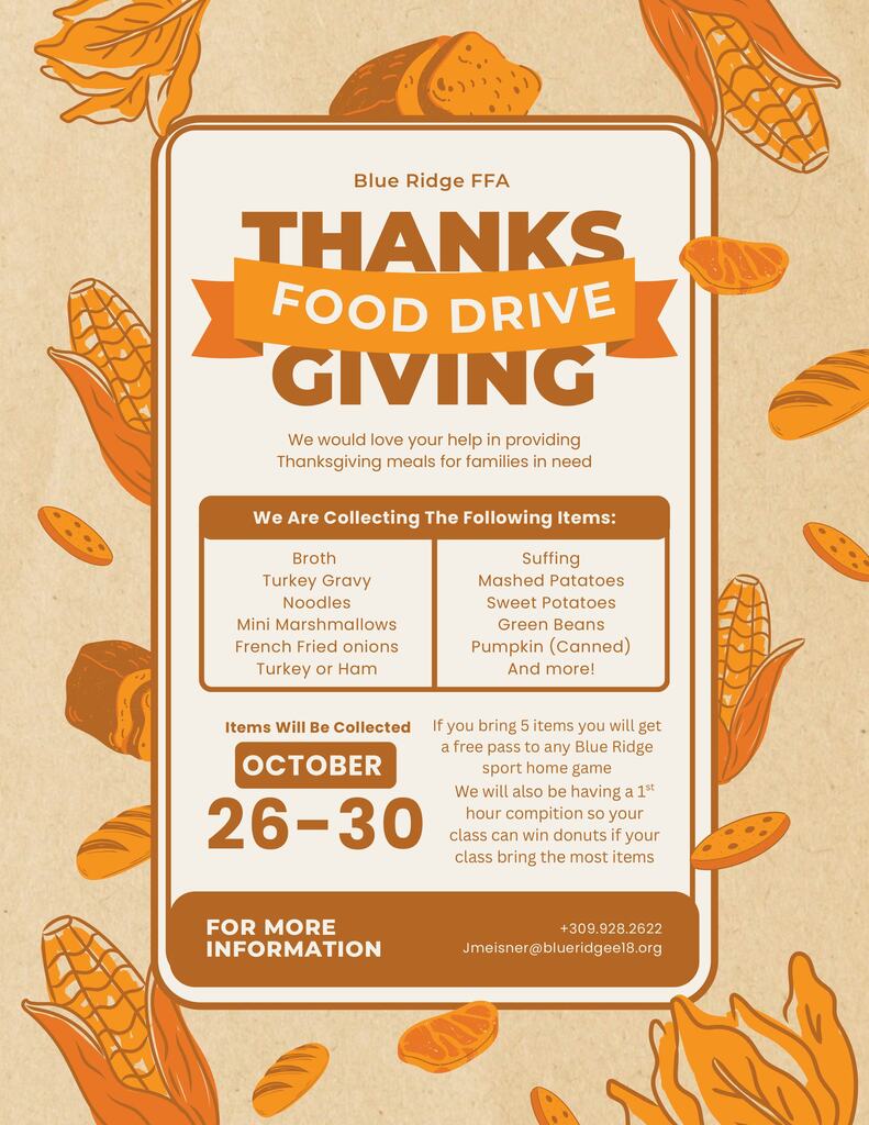 BRHS Food Drive 10/26 through 10/30
