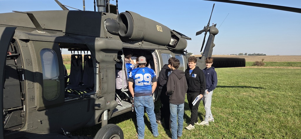 BRHS Students exploring the military helicopter. 