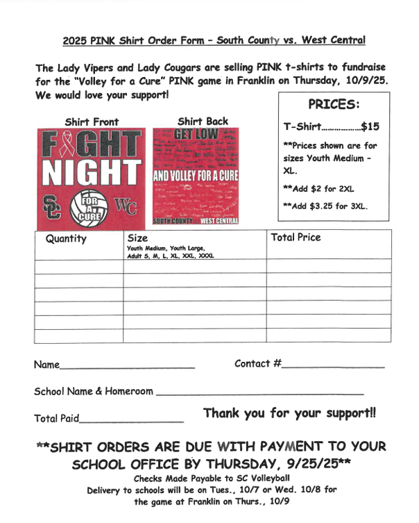 Fight Night Order Form