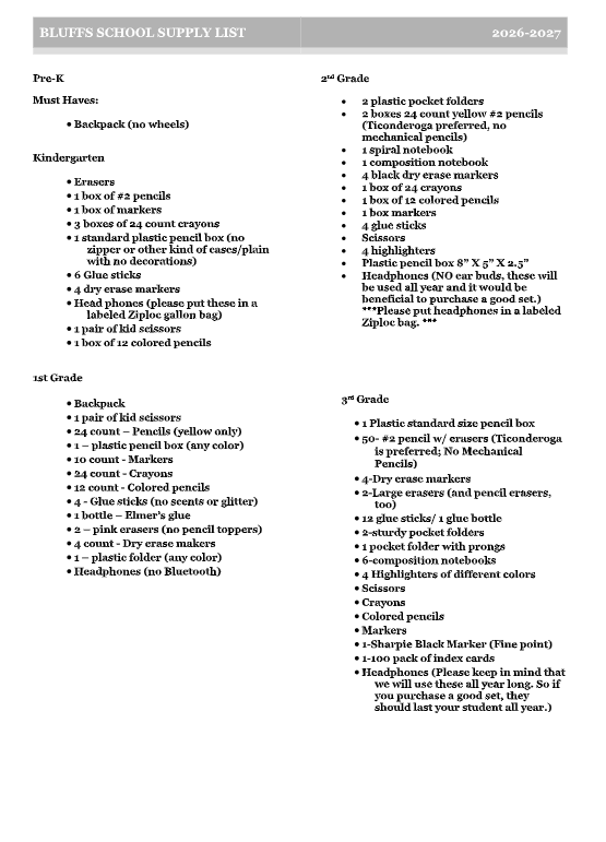 Supply Lists