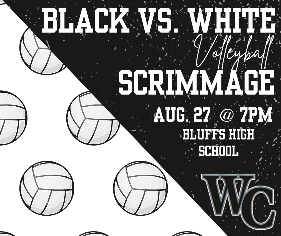 Black vs. White Volleyball Scrimmage Flyer