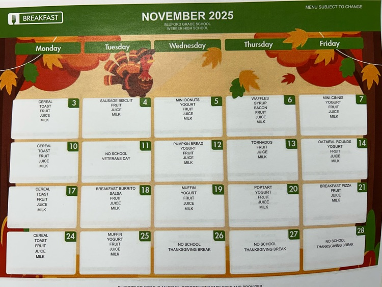 Nov breakfast menu