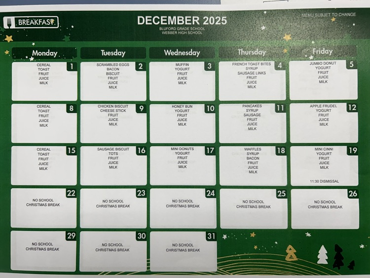 December menus