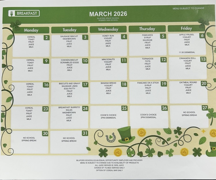 March menus
