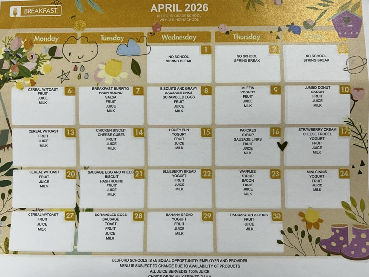 April menus