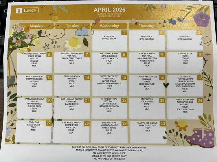 April menus