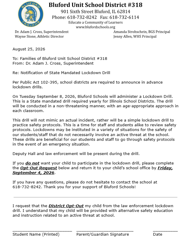 lockdown drill notice 26-27