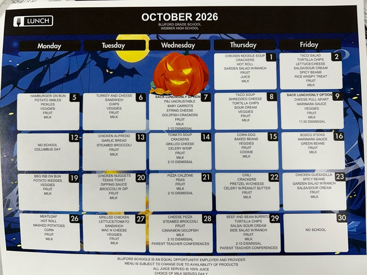 October menus