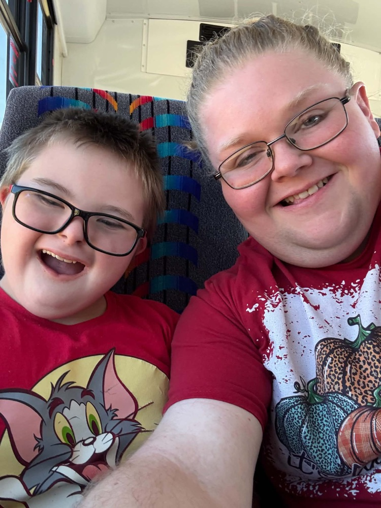 Landon and Ms. Trudy are excited for the pumpkin patch! 🎃