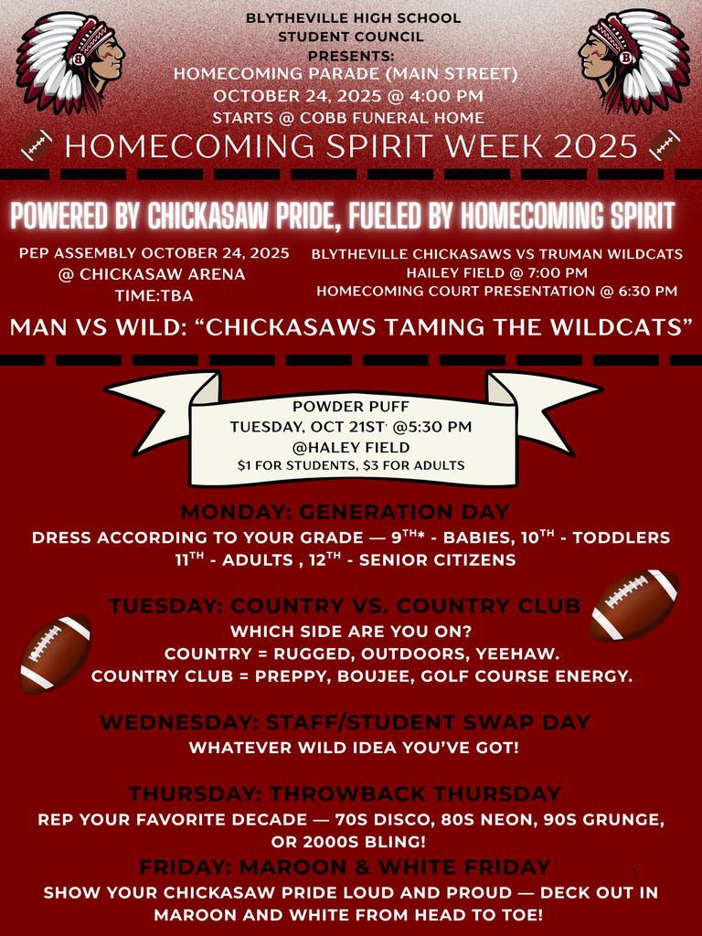 Blytheville Homecoming Activities 2025-2026