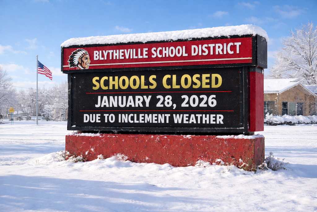 Blytheville School District will be closed on Wednesday, January 28, 2026.