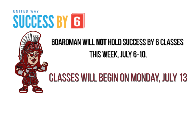 Success by 6 classes will begin Monday, July 13